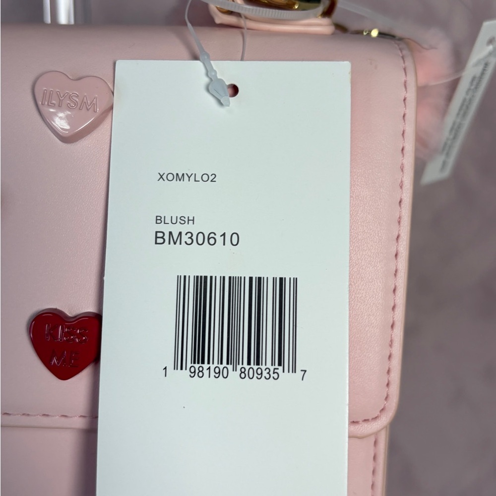 Betsey Johnson Pink Mini Bag with Heart Accents XOMylo2 Blush - Picture 3 of 15